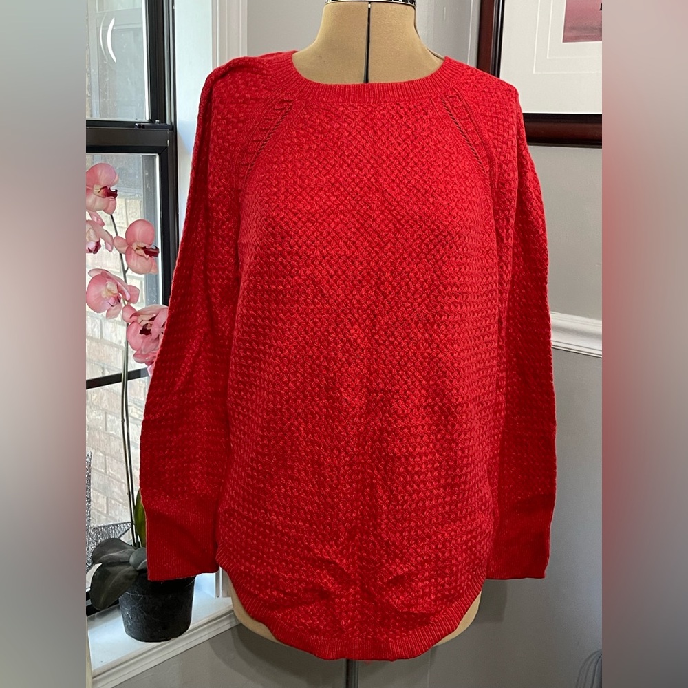 NWT LOFT sz XL Vibrant Red Knit Sweater